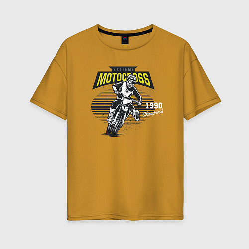 Женская футболка оверсайз Motocross Мотокросс / Горчичный – фото 1