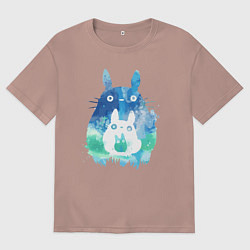 Футболка оверсайз женская Семья кроликов Акварель, цвет: пыльно-розовый