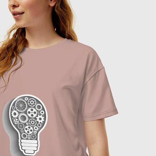 Женская футболка оверсайз Стимпанк лампа / Пыльно-розовый – фото 3