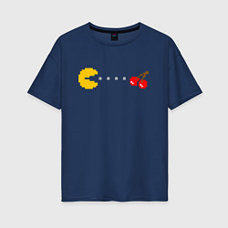 Футболка оверсайз женская Pac-man 8bit, цвет: тёмно-синий
