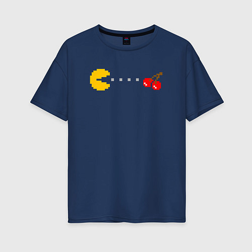 Женская футболка оверсайз Pac-man 8bit / Тёмно-синий – фото 1