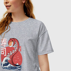 Футболка оверсайз женская Kraken Kawaii Sushi, цвет: меланж — фото 2