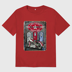 Женская футболка оверсайз Мотоцикл Заправка Ретро Poster