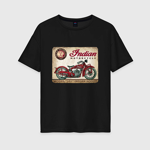 Женская футболка оверсайз Indian motorcycle 1901 / Черный – фото 1
