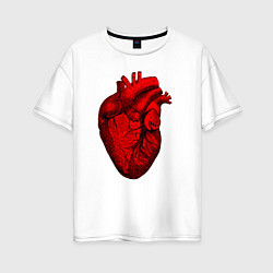 Футболка оверсайз женская Сердце анатомическое, цвет: белый