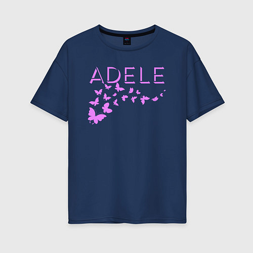 Женская футболка оверсайз Adele бабочки / Тёмно-синий – фото 1