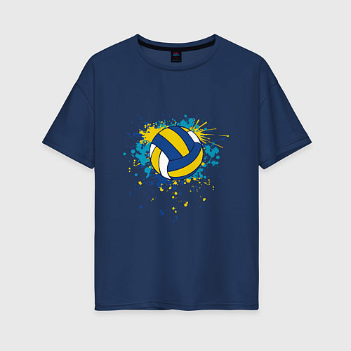 Женская футболка оверсайз Volleyball Splash / Тёмно-синий – фото 1