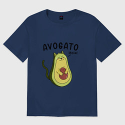 Футболка оверсайз женская Avogato кот, цвет: тёмно-синий