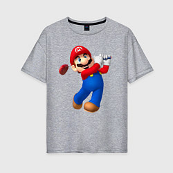 Футболка оверсайз женская Марио - крутейший гольфист Super Mario, цвет: меланж