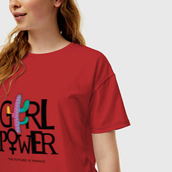 Футболка оверсайз женская Girl power, цвет: красный — фото 2