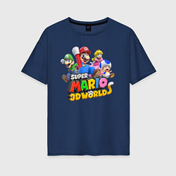 Футболка оверсайз женская Герои Super Mario 3D World Nintendo, цвет: тёмно-синий