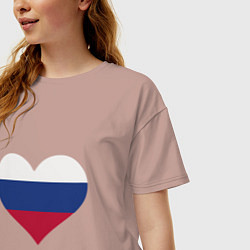 Футболка оверсайз женская Сердце - Россия, цвет: пыльно-розовый — фото 2