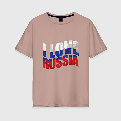 Женская футболка оверсайз Love - Russia / Пыльно-розовый – фото 1