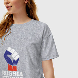 Футболка оверсайз женская Russia Strong, цвет: меланж — фото 2