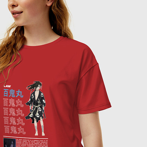 Женская футболка оверсайз Хяккимару - преследуемый демонами / Красный – фото 3