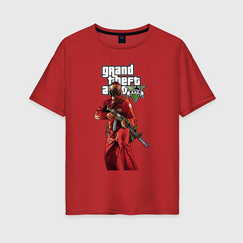 Женская футболка оверсайз GTA 5 Man with gun / Красный – фото 1