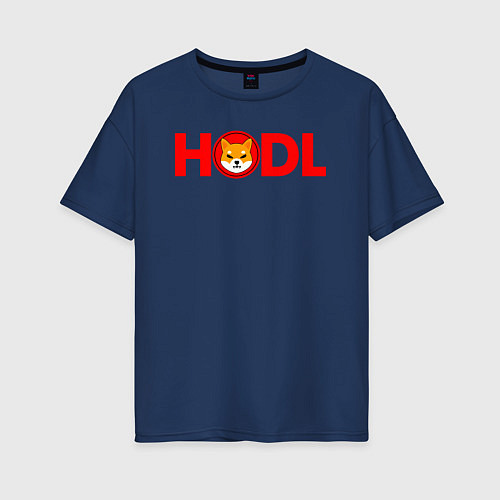 Женская футболка оверсайз HODL Shiba / Тёмно-синий – фото 1