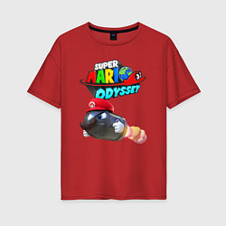 Футболка оверсайз женская Super Mario Odyssey Bullet Bill Nintendo, цвет: красный