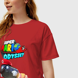 Футболка оверсайз женская Super Mario Odyssey Bullet Bill Nintendo, цвет: красный — фото 2