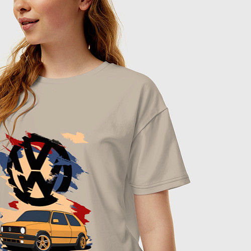 Женская футболка оверсайз Volkswagen Golf 2 / Миндальный – фото 3