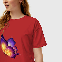 Футболка оверсайз женская Красивая бабочка A very beautiful butterfly, цвет: красный — фото 2