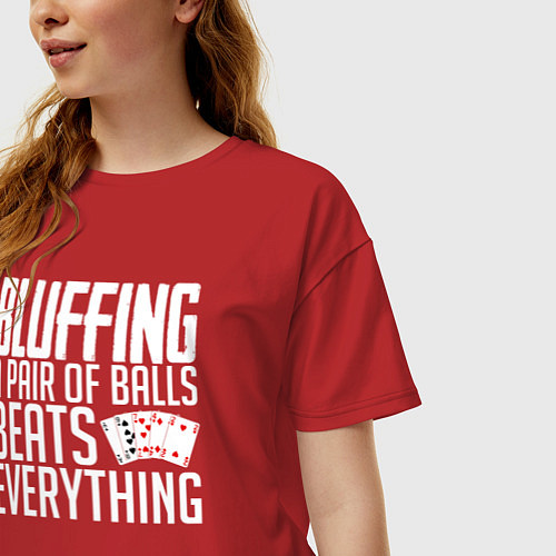 Женская футболка оверсайз Блеф в покере / Красный – фото 3