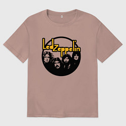 Футболка оверсайз женская Led Zeppelin Лед Зеппелин, цвет: пыльно-розовый