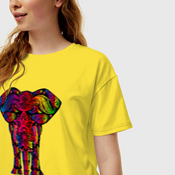 Футболка оверсайз женская Психоделически раскрашенный слон, цвет: желтый — фото 2
