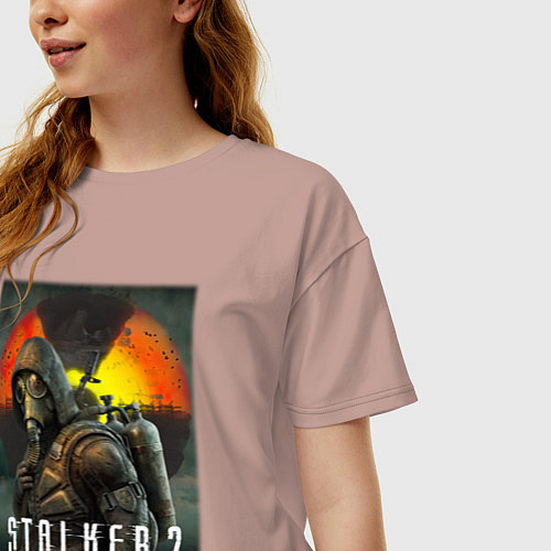 Женская футболка оверсайз S T A L K E R 2 Heart of Chornobyl Сталкер 2 Сердц / Пыльно-розовый – фото 3