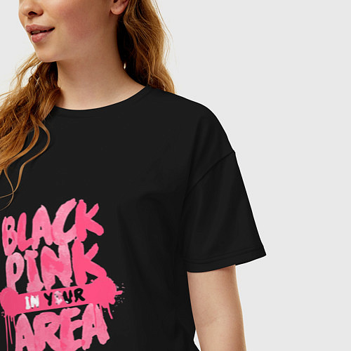 Женская футболка оверсайз Блэкпинк новый / Черный – фото 3
