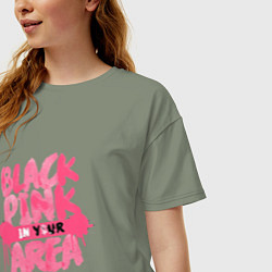 Футболка оверсайз женская Блэкпинк новый, цвет: авокадо — фото 2