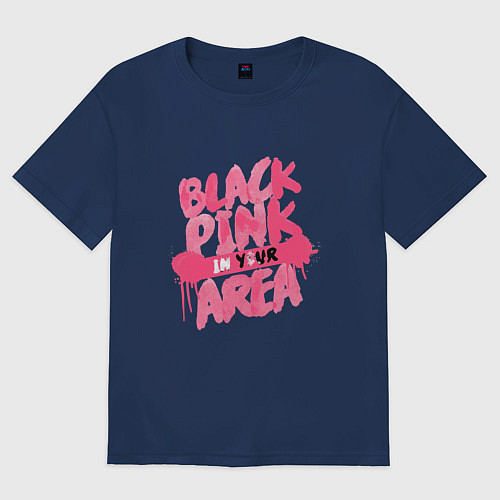 Женская футболка оверсайз Блэкпинк новый / Тёмно-синий – фото 1