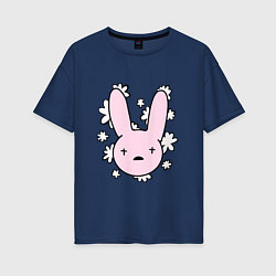 Футболка оверсайз женская Bad Bunny Floral Bunny, цвет: тёмно-синий