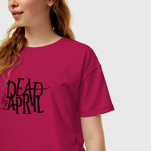 Женская футболка оверсайз Dead by april music / Маджента – фото 3