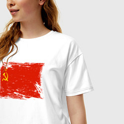 Футболка оверсайз женская Рваный флаг СССР, цвет: белый — фото 2