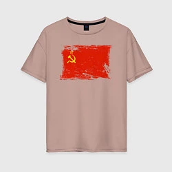 Футболка оверсайз женская Рваный флаг СССР, цвет: пыльно-розовый
