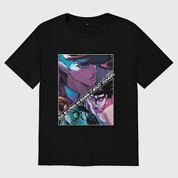 Футболка оверсайз женская Джотаро Куджо из ДжоДжо, цвет: черный