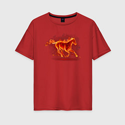 Футболка оверсайз женская Fire horse огненная лошадь, цвет: красный