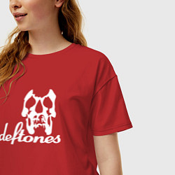 Футболка оверсайз женская Deftones череп, цвет: красный — фото 2