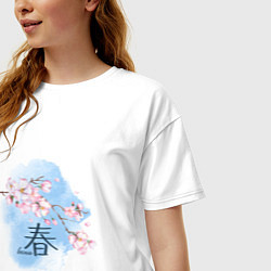 Футболка оверсайз женская Японский иероглиф весна сакура, цвет: белый — фото 2
