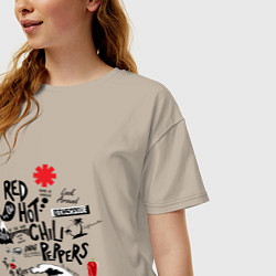 Футболка оверсайз женская RHCP альбомы, цвет: миндальный — фото 2