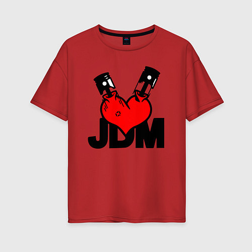 Женская футболка оверсайз JDM Heart Piston Japan / Красный – фото 1