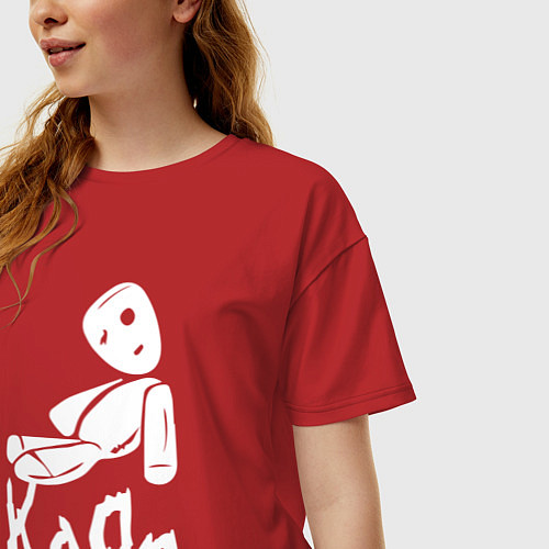 Женская футболка оверсайз Korn КоРн / Красный – фото 3