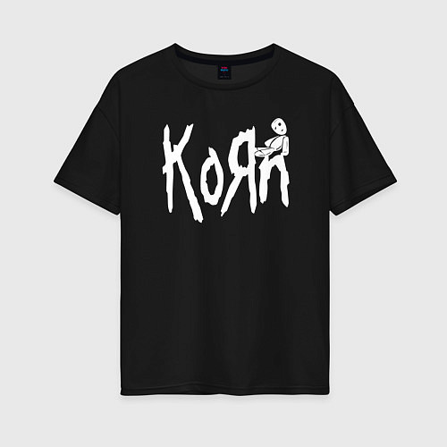Женская футболка оверсайз KoЯn rock / Черный – фото 1