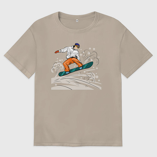 Женская футболка оверсайз Сноубордист snowboard / Миндальный – фото 1