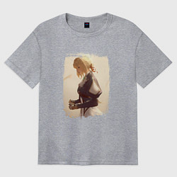 Футболка оверсайз женская Грустная Вайолет, цвет: меланж