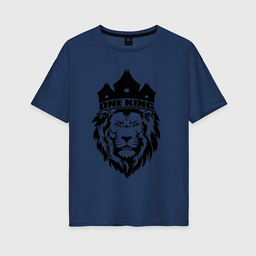 Женская футболка оверсайз Lion one king / Тёмно-синий – фото 1