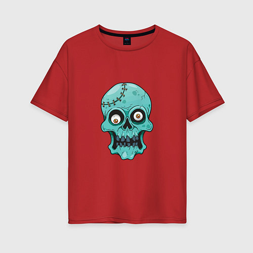 Женская футболка оверсайз Zombie Skull / Красный – фото 1