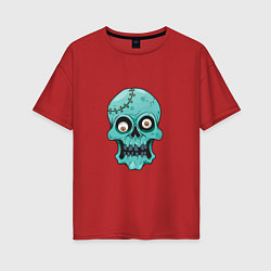 Футболка оверсайз женская Zombie Skull, цвет: красный
