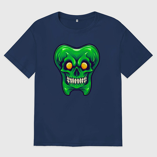Женская футболка оверсайз Tooth Skull / Тёмно-синий – фото 1